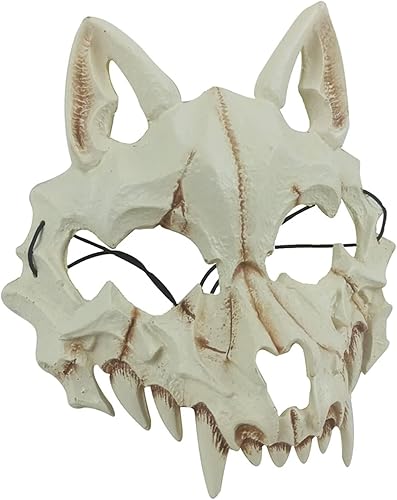 Miniatura 17 de Media máscara japonesa, máscara de tigre, máscara de dragón Ye Yaksha Dios negro, máscara de calavera de resina, máscara de terror de ninja