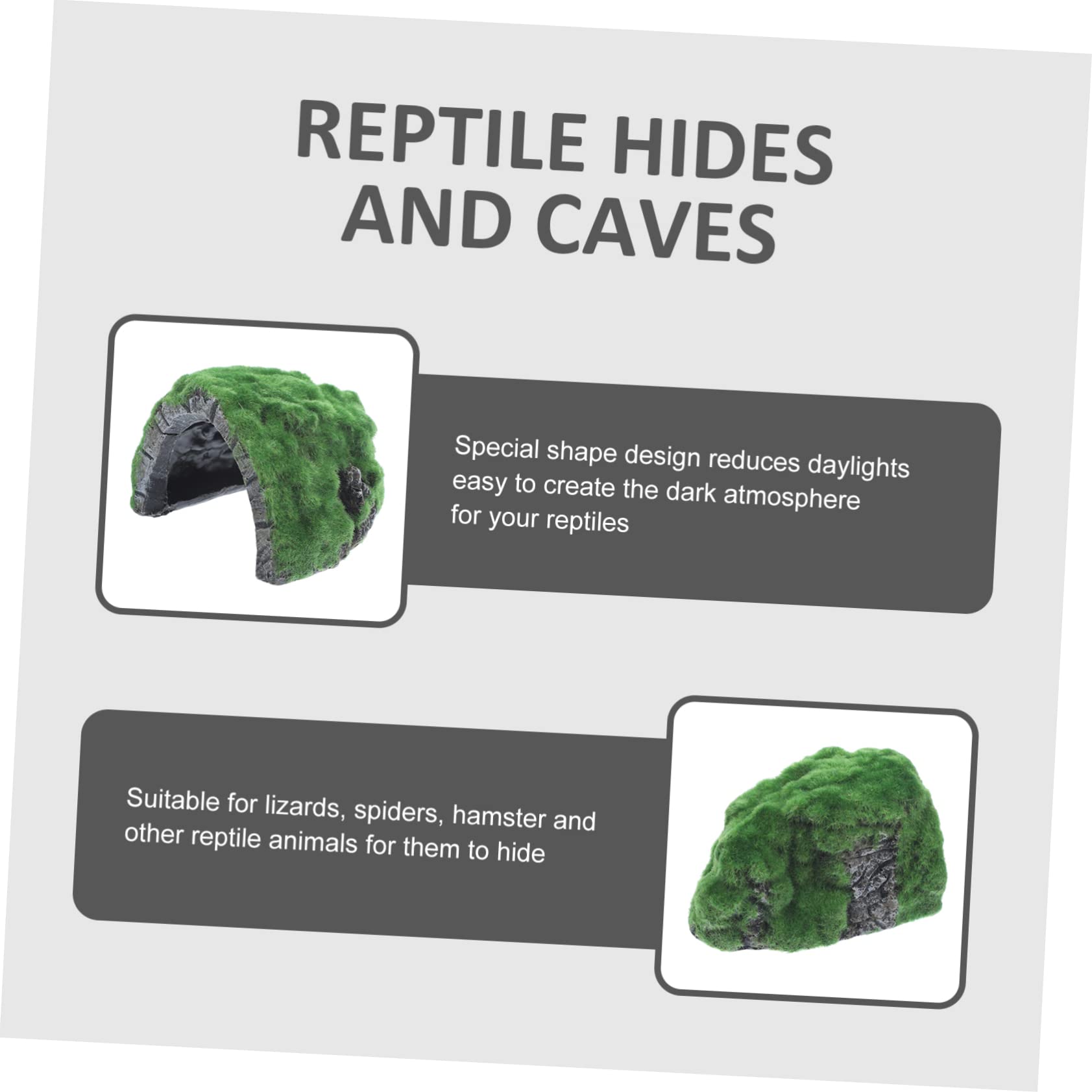Grotta in Resina per Rettili, Rifugio per Terrario Decor | Riduce la Luce Diurna, Forma a Caverna, Decorazione Semplice per Habitat di Lucertole e Altri Rettili