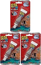 Flex Glue, Mini, Clear, 3-Pack, Super Strong, Transparent, Rubberized Waterproof Adhesive, Works Underwater, Use on Pools, Showers, Outdoors, Concrete, Brick, Pavers, Masonry, UV Resistant