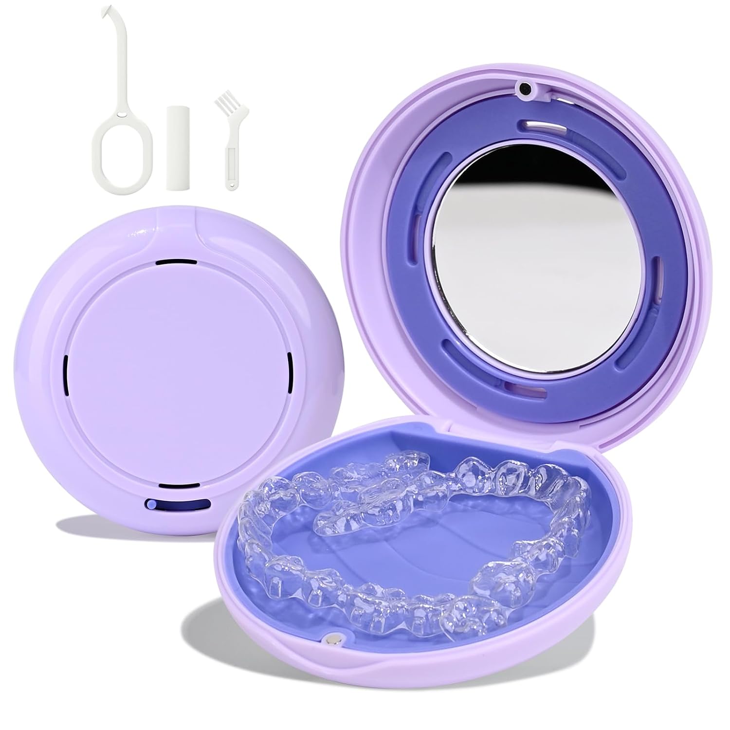 HEMILAB® Retainer Case, Slim Aligner Case with Mirror, Compatible with Invisalign, Cute Retainer Orthodontic Box with Vent Holes, Purple - Amazon product rated Grade B