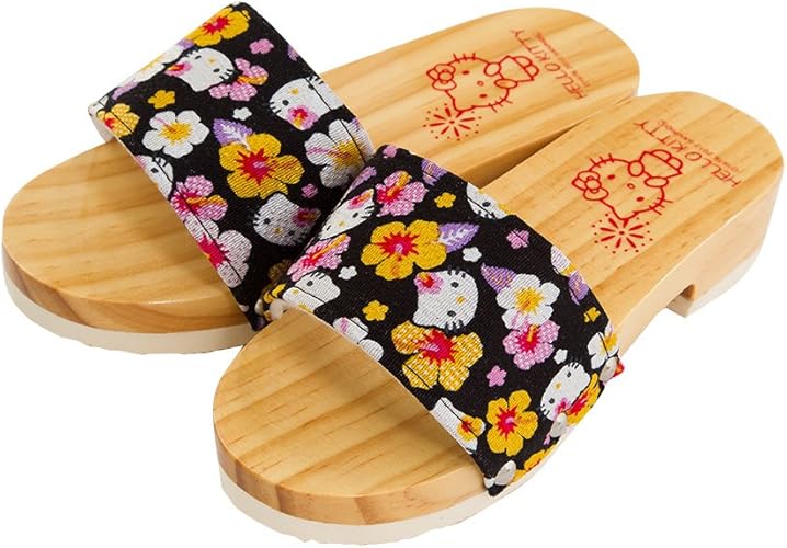 Amazon 日田杉下駄 下駄 子供 男の子 女の子 日本製 サンダル 和柄 ハローキティ ハイビスカス キッズ 黒 19 0cm 日田杉下駄 キッズ ベビー