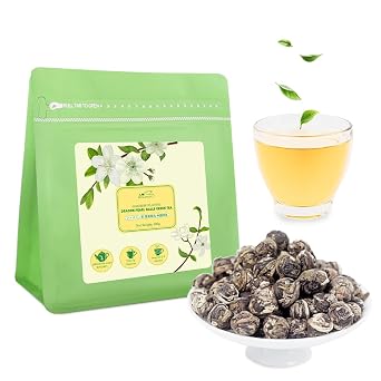 LWXLJMJZC-100g/3.53oz Jasmine Dragon Pearls Loose Leaf Green Tea with Pleasant Jamsine Aroma-Jasmine Tea Suitable For Both Hot And Cold