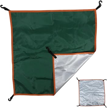 22x22 Inch Waterproof Tent Rain Fly, Sunproof Portable Tarp with Belt & Hook, Fits 3-4 Person Backpacking & Camping Tent, UV-Resistant Rain Cover, Green