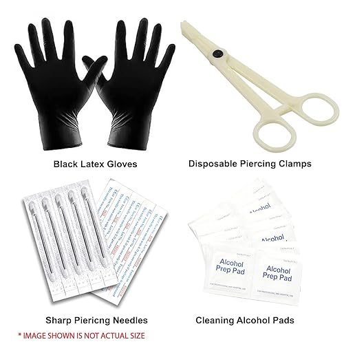 Miniatura 3 de BodyJ4You Kit de 200 piercings para el cuerpo nariz tabique oreja cartílago labio ombligo tragus cejas acero quirúrgico 14G 16G BCR CBR aro de barra