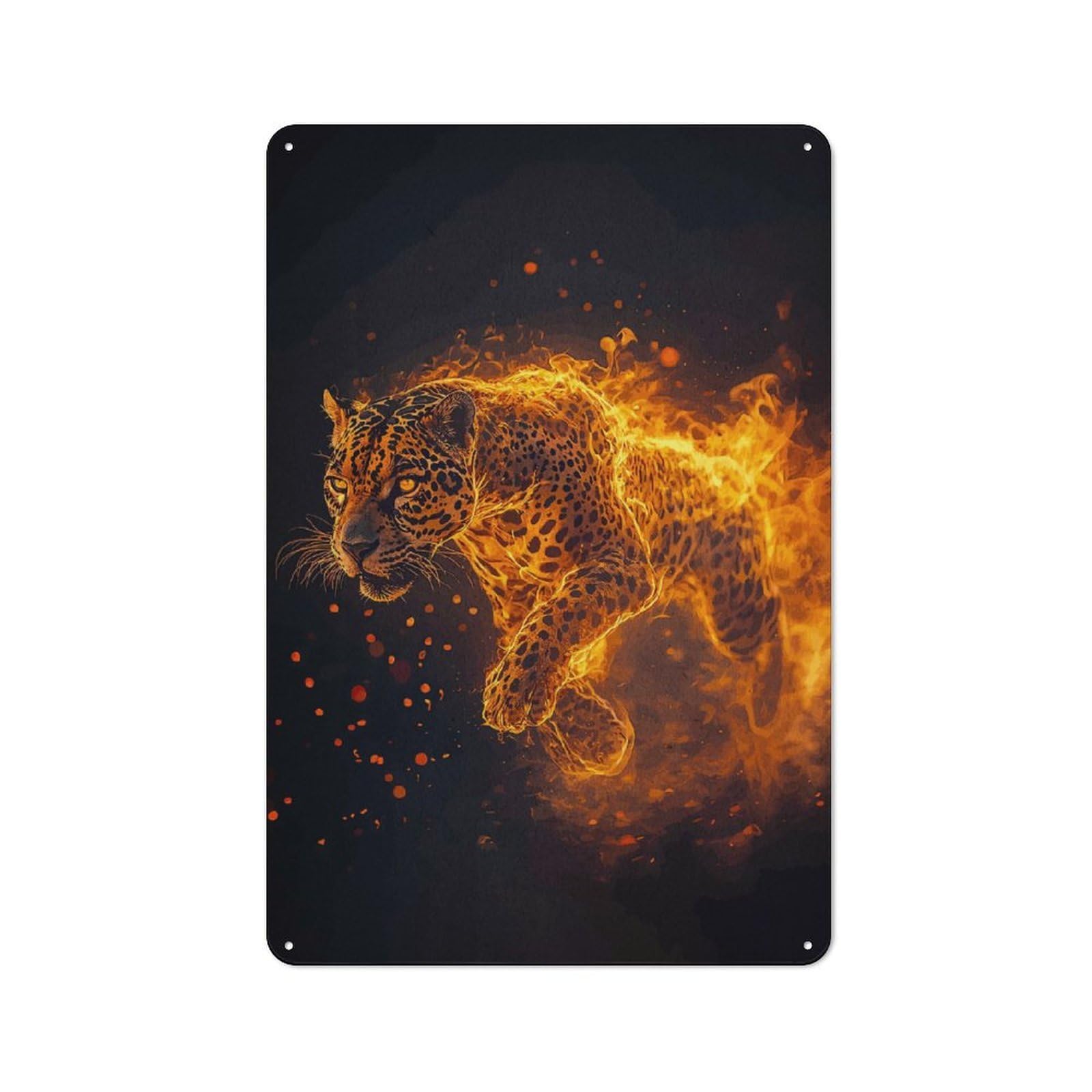 Fiery Jaguar Cottage Metal Wall Decor 30x20cm, Shed Metal Sign for Conservatory, Home Bar Or Utility Room