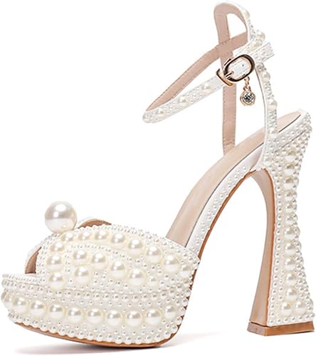 Minishion Womens Platform Wedding Shoes Slingback High Heel Party Evening Sandal