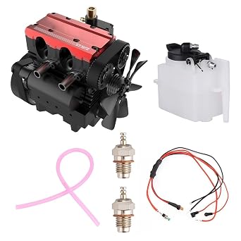 SEMTO Engine ST-NF2 Mini Engine Kit، محرك معدني L2 مضمن محرك مبرد بالهواء ثنائي الأسطوانة، بما في ذلك خزان الزيت، أنابيب الزيت، وحدة تنظيم الجهد، قابس كهربائي FType