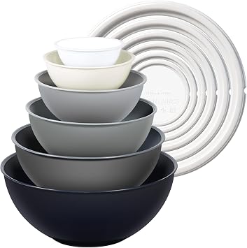 Greentainer Plastic Mixing Bowls with Lids Set for Kitchen, 6 Set Nesting Bowls for Mixing, Baking, Prepping, Cooking and Serving Food, Mixing Bowls Dishwasher, Microwave Safe