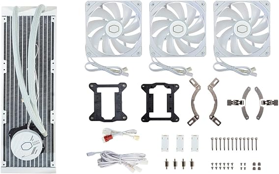 Cooler MasterLiquid 360 L Core ARGB water chiller, two-compartment Gen S pump CPU liquid chiller with 120 mm ARGB fan, superior computer cooling with LGA 1700 and AM5 holders, white