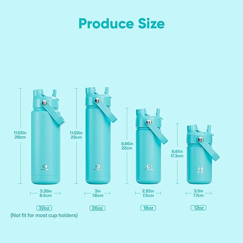 Miniatura 887 de ENCOOL Botella de agua aislada con popote, de acero inoxidable, a prueba de fugas, sin BPA, al vacío de doble pared que se mantiene fría durante 24