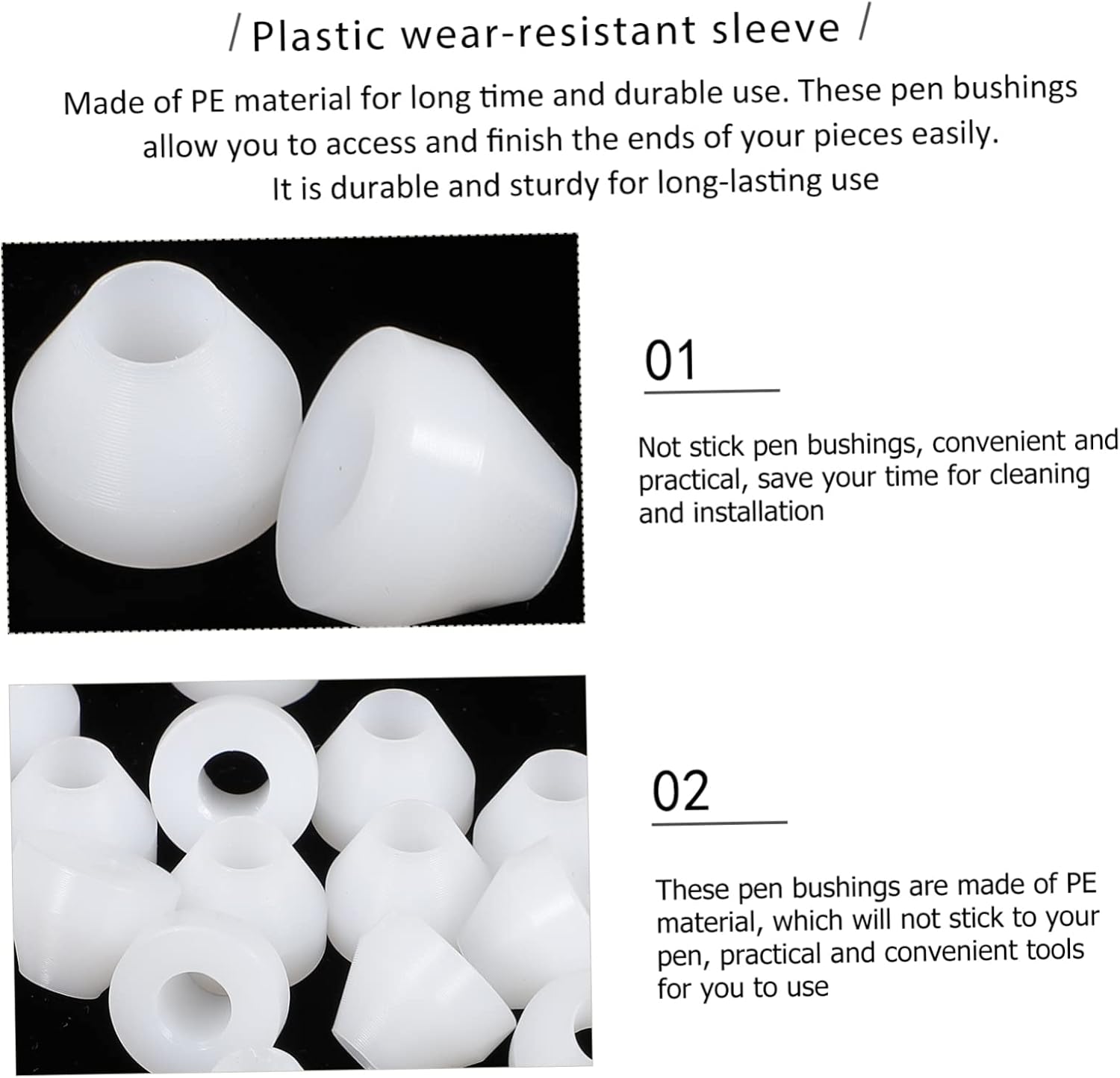 TEHAUX 100pcs Pen Turning Bushings Kit Non-stick Plastic Bushings Pen Mandrel for Turning