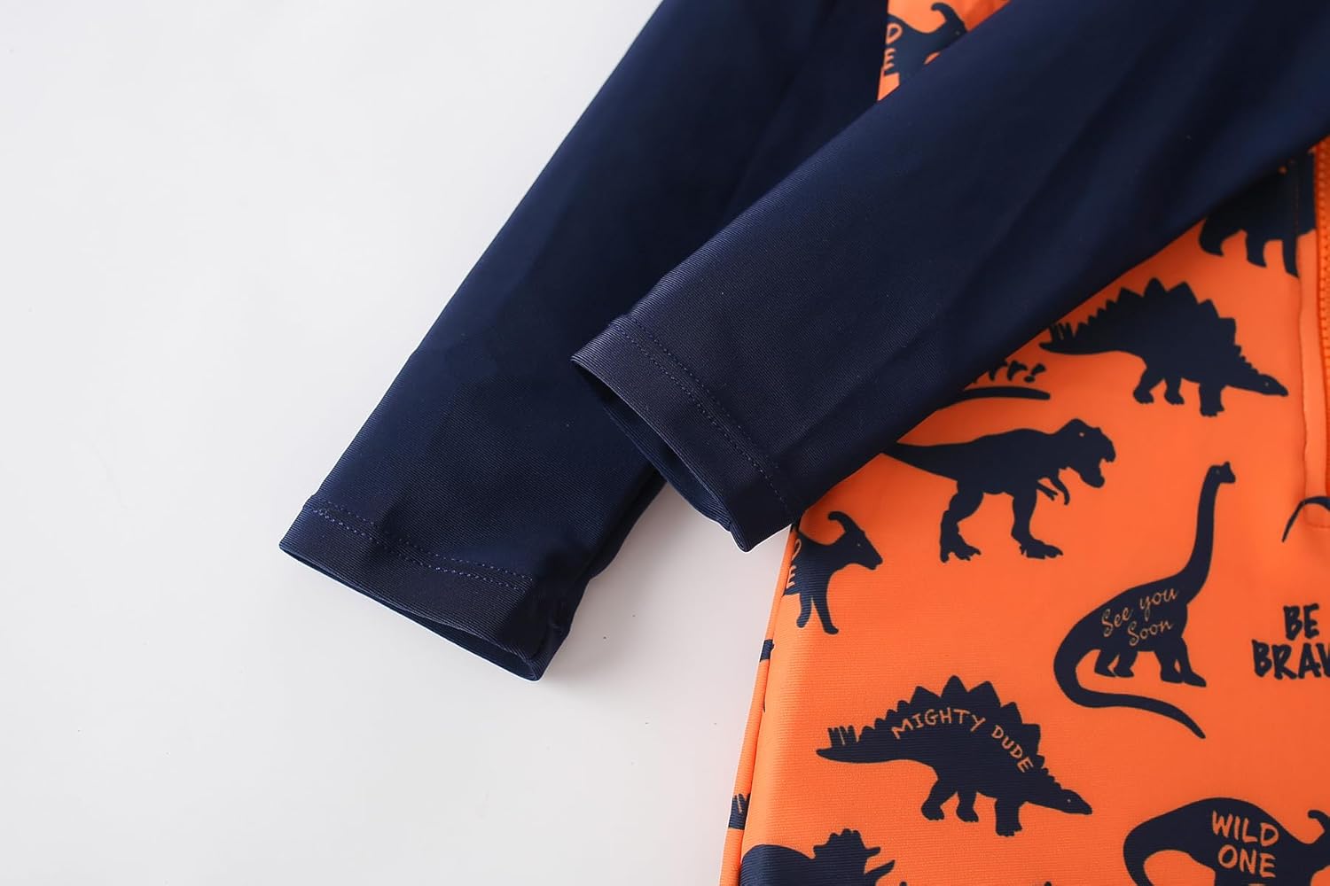 AIWUHE Boys one Piece Swimsuit Zipper Rash Guard Kids Long Sleeve Bathing Suits UPF 50+ Sun Protection Swimwear 2-9Y 6-7 Years Orange Dinosaur image 4 of 9 B0F1N852P8