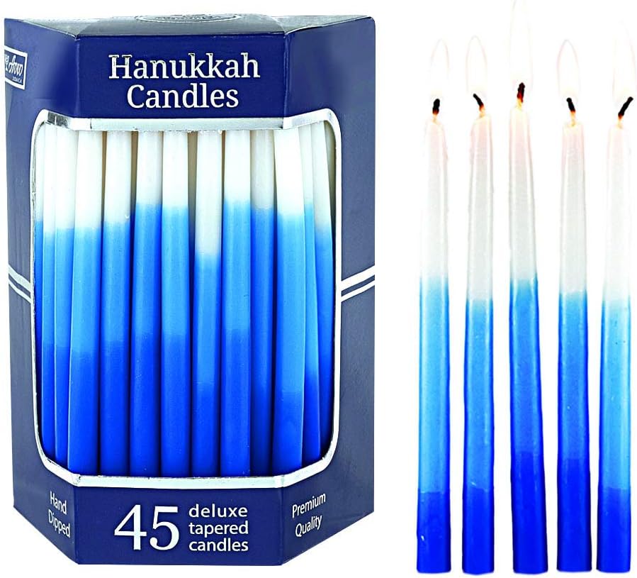Aviv Judaica Imports Hanukkah Candles 45 Blue & White 45 Hand Dipped