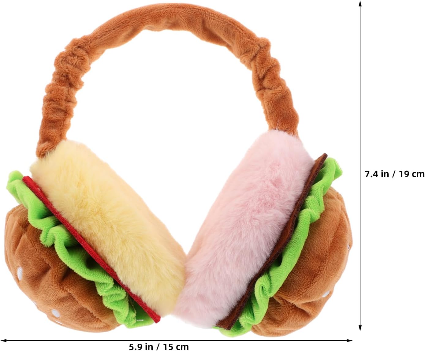 UKCOCO 2pcs Plush Hamburger Earmuffs, Cute Ear Warmers for Cold Weather
