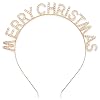 Huachi Christmas Headbands for Women Girls, Gold Rhinestone Headband Holiday Headpiece Christmas Outfits Hair Accessories for Women