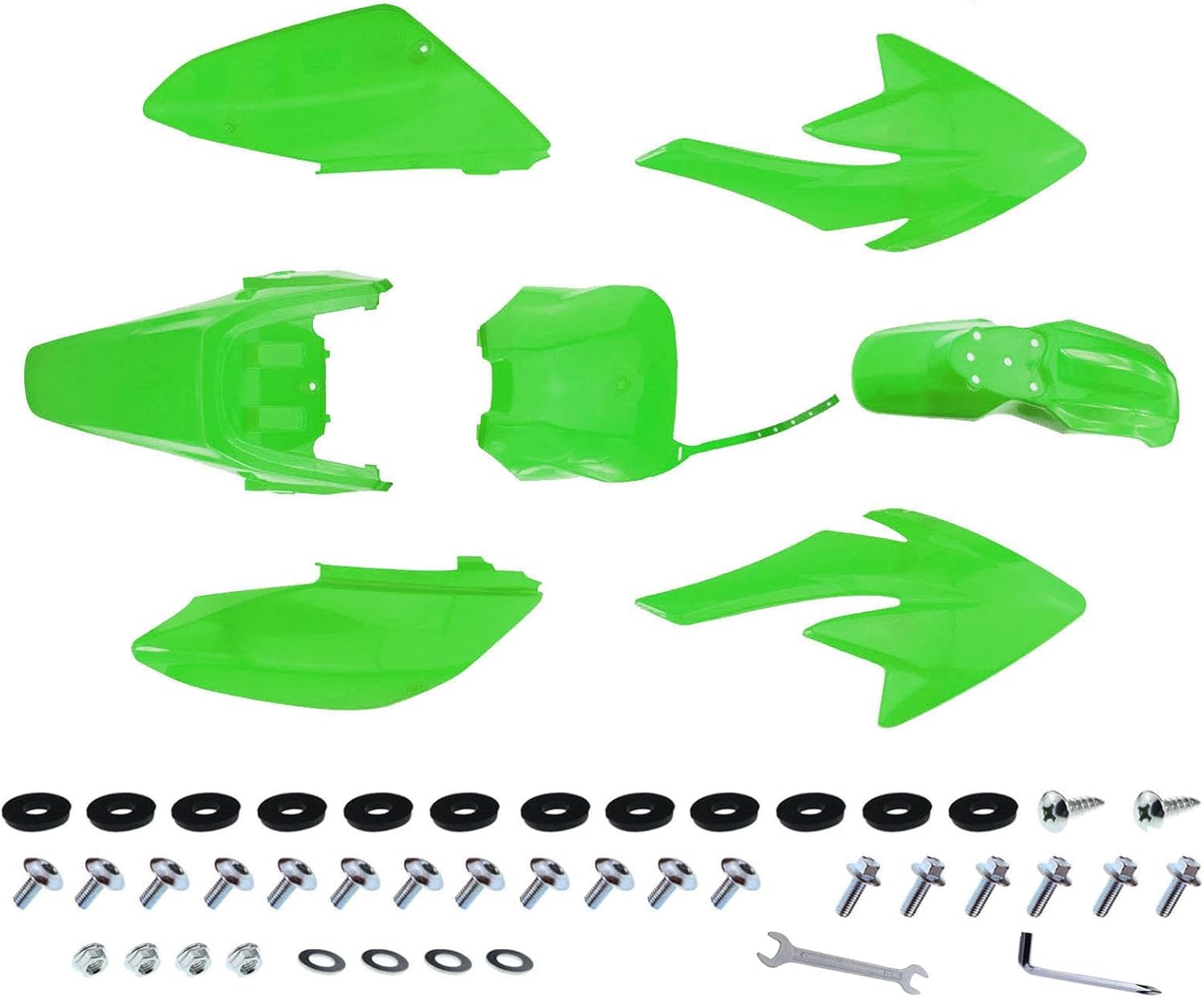 PRO BAT Plastic Front And Rear Fenders Side Panels Tank Shrouds Number Plate (7pcs) for CRF 70 CRF70 70 Dirt Pit Bike (Green)