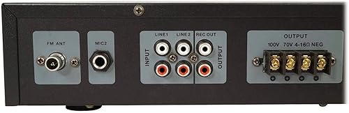 Vista 6 de Rockville RCS80-1 60 vatios 70V/100V amplificador comercial/receptor Bluetooth 5.0, compatible con altavoces de 4/8/16 ohmios, USB/SD/FM/RCA/Mic