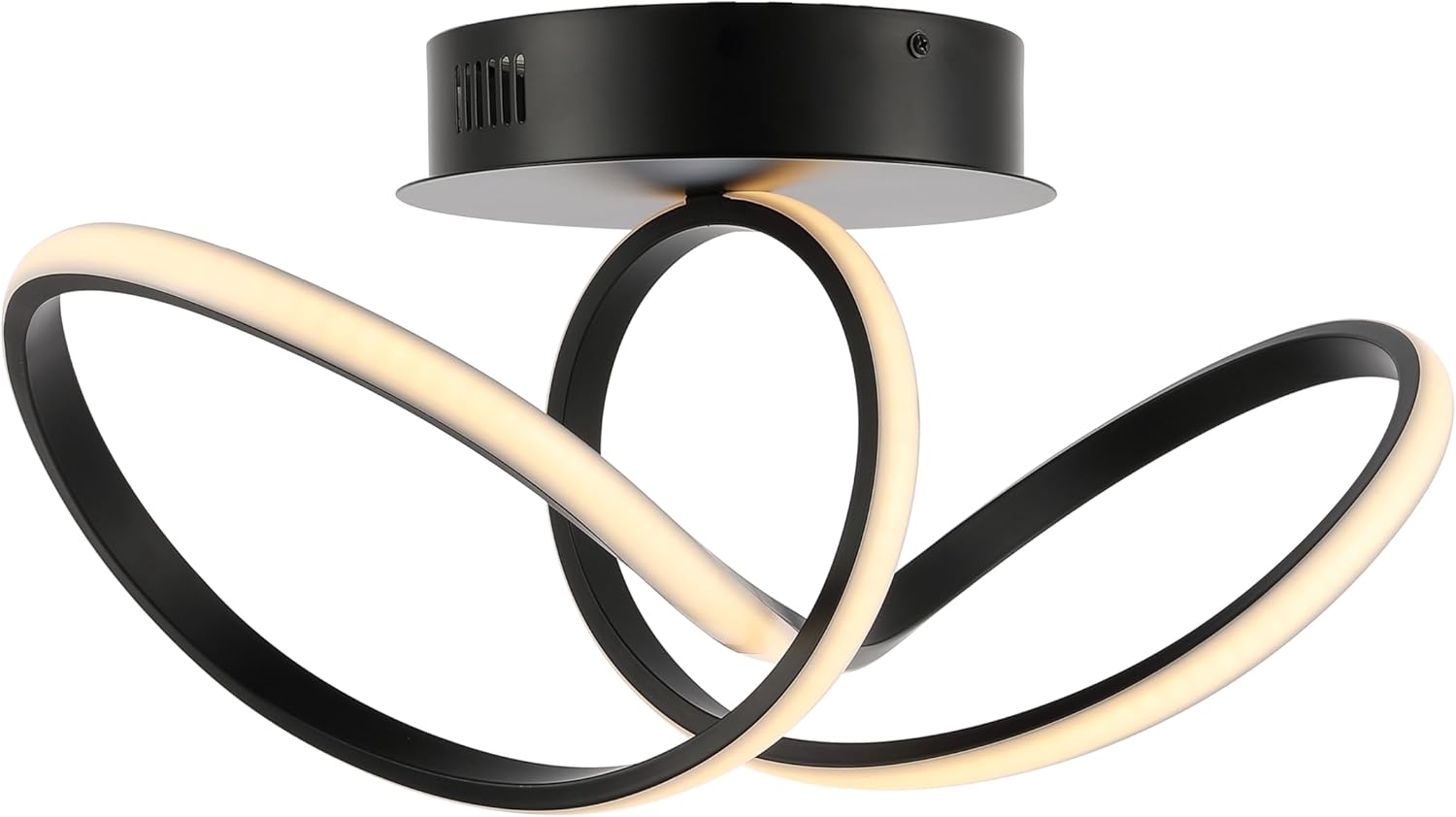 JONATHAN Y 19.5" Black 1-Light Modern Loop Integrated LED Semi Flush Mount Ceiling Light, Dimmable Metal and Silicone Fixture for Bedroom Living Room Hallway Kitchen, 3000K (JYL1701B)