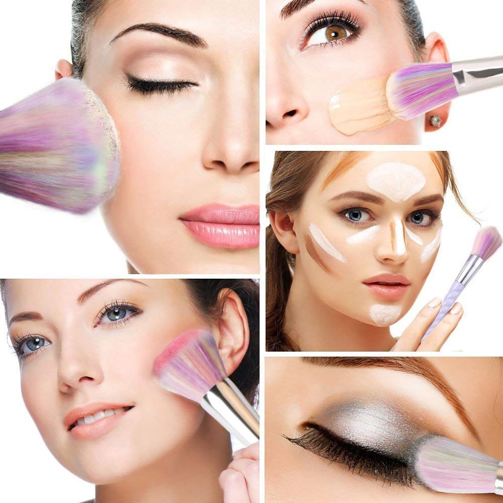 TTRWIN Unicorn Makeup Brushes 10pcs,Professional Foundation Powder Eyeshadow Blending Concealer Cosmetics Unicorn Horn Shaped Handles Fantasy Makeup Tools