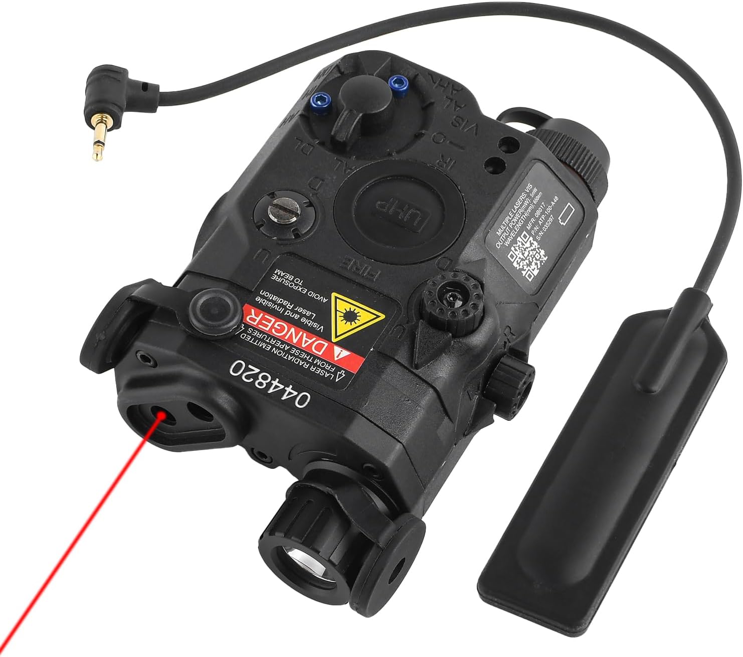 Airsoft PEQ-15 UHP Laser, with Red Laser + IR Laser + White LED Flashlight, Tactical PEQ Box Fit for 20mm Picatinny Rail AEG CQB GBB