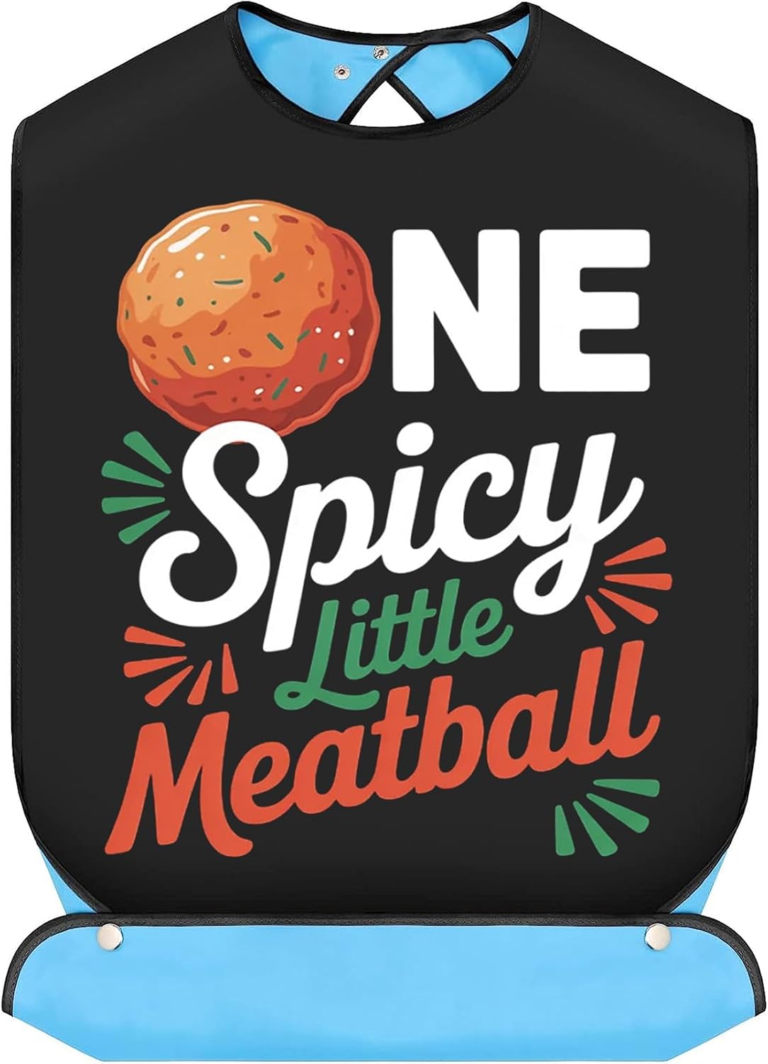 BWWKTOP One Spicy Little Meatball Adult Bibs Gag Meatballs Gift Dining Feeding Eating Clothing Protectors For Meat ball Lover