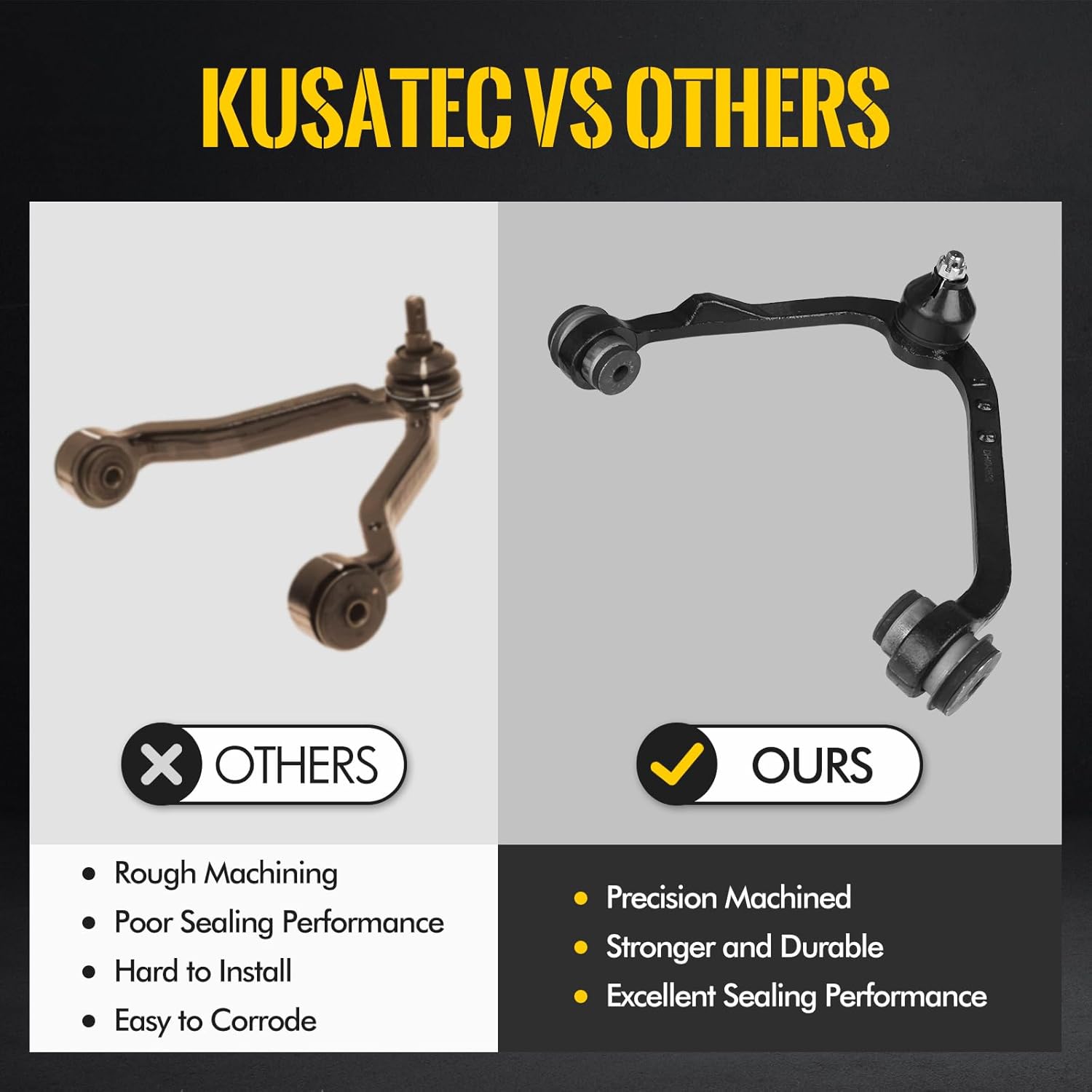 KUSATEC 10pcs 2WD Front Upper Control Arms kits Fit for 1997-2003 Ford Expedition F150 F250; Lincoln Blackwood, Navigator; RK8726+RK8728 with Ball joints Sway bars Tie Rods Suspension