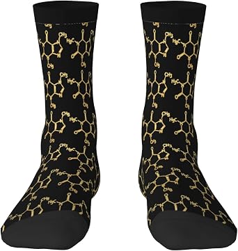 Mens Crew Socks Funny-Caffeine-Molecule-Chemistry Novelty Socks For Work,Casual,Sports