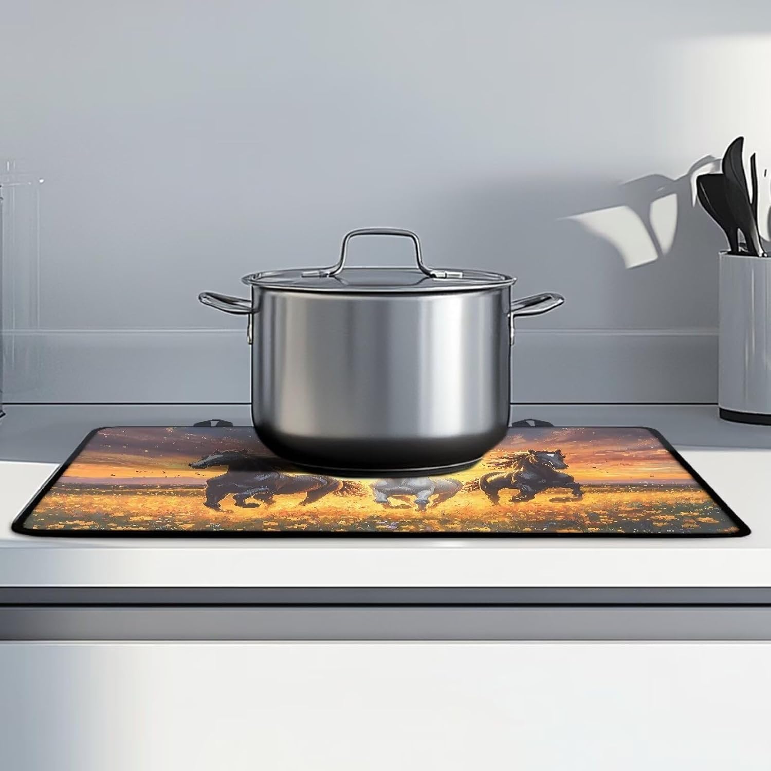 Horse Printed Stove Cover for Electric Stove, Stove Top Cover for Glass Top, Scratch-Resistant Flat Top Oven Cover,Foldable Cooktop Cover Top Protector