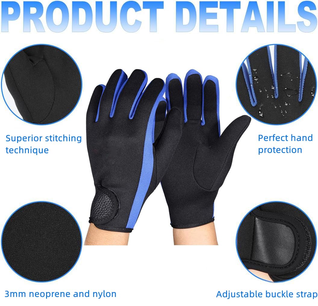 Guanti da muta da 3 mm, in neoprene, antiscivolo, termici, con cinturino da polso regolabile, per uomini, donne, adolescenti, immersioni, snorkeling, kayak, nuoto, surf, pagaia, vela, pesca, sport