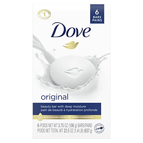 Dove Beauty Bar Gentle Skin Cleanser Moisturizing For Gentle Soft Skin Care Original Made With 1/4 Moisturizing Cream 3.75 Oz, 6 Bars #TOP6
