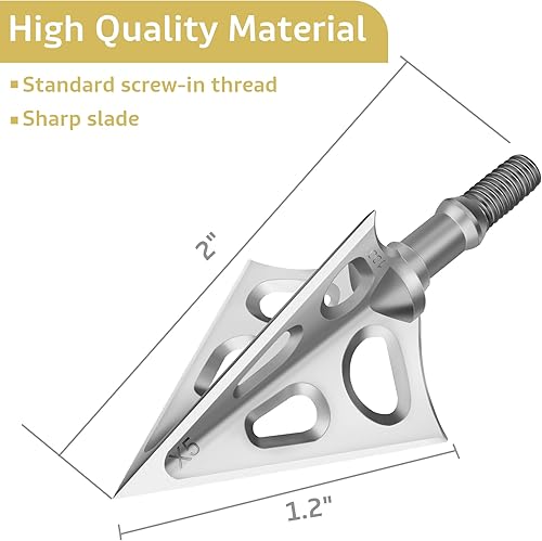 Miniatura 3 de Cabezas anchas de tiro con arco de acero inoxidable de grano 100125 para ballesta recurvo arco y arco compuesto