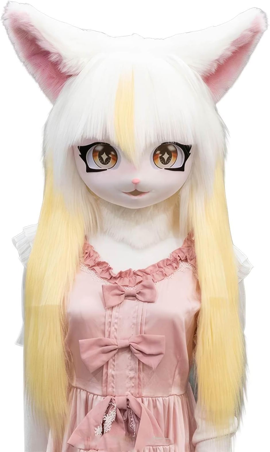 RolamumuFursuit kig animal mask, anime style animal hood, Lolita Halloween costume headgear, wearable hood party disguise