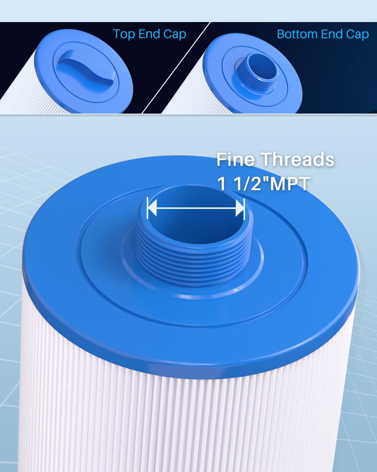 POOLPURE Replacement Filter for PMAX50P4, Unicel 5CH-35,Filbur FC-0300, Baleen AK-90109, Excel Filters XLS-526, Darlly 50353, Pure N Clean PC-0300, SD-00780, SD-00650 Filter Cartridge (1 1/2" MPT) - Image 3