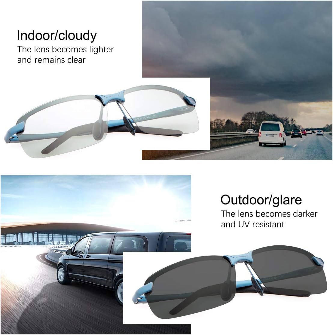 Polarized Photochromic Sunglasses for Men - UV Protection and Lightweight Sun Glasses for Driving Fishing - Image 4