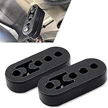 Shakas 2 PCS Exhaust Muffler Hanger, High Strength High Hardness Shock Absorber Rubber Four Hole Adjustable Extended Exhaust Hooks, Tuning Accessories, Suitable for Most Cars (Black)
