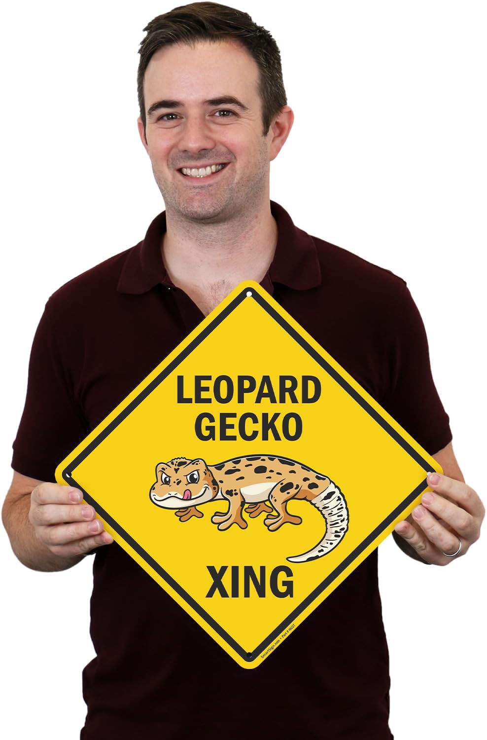 SmartSign Funny Leopard Gecko Xing Sign - 10"x 10" Diamond-Shape Funny Animal Crossing Sign, 40 mil Laminated Rustproof Aluminum Metal, For Outdoor, Yard, Gifts, Café, Made in USA image 2