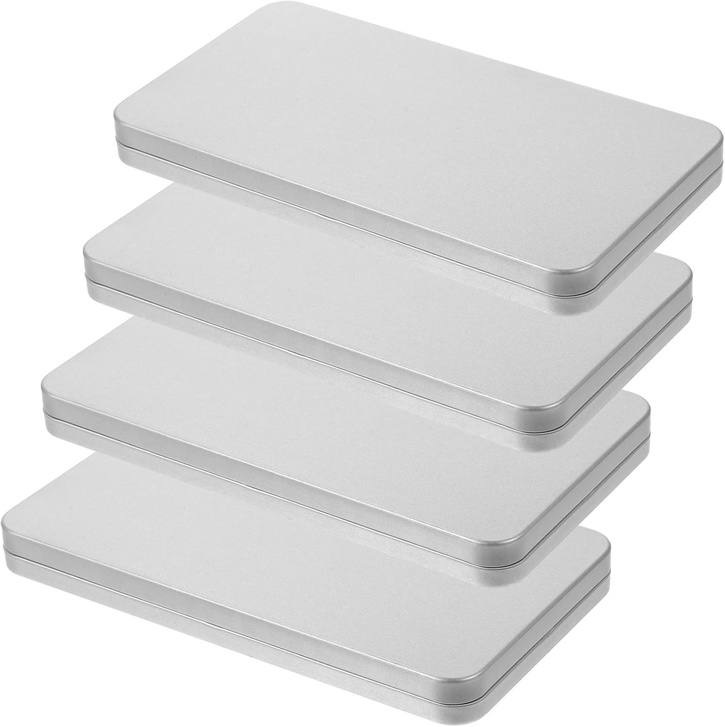 Yardwe 4pcs Silver Tinplate Phone Cover Storage Boxes with Foam Inserts Practical Phone Shell Organizer for Desktop Use Holder