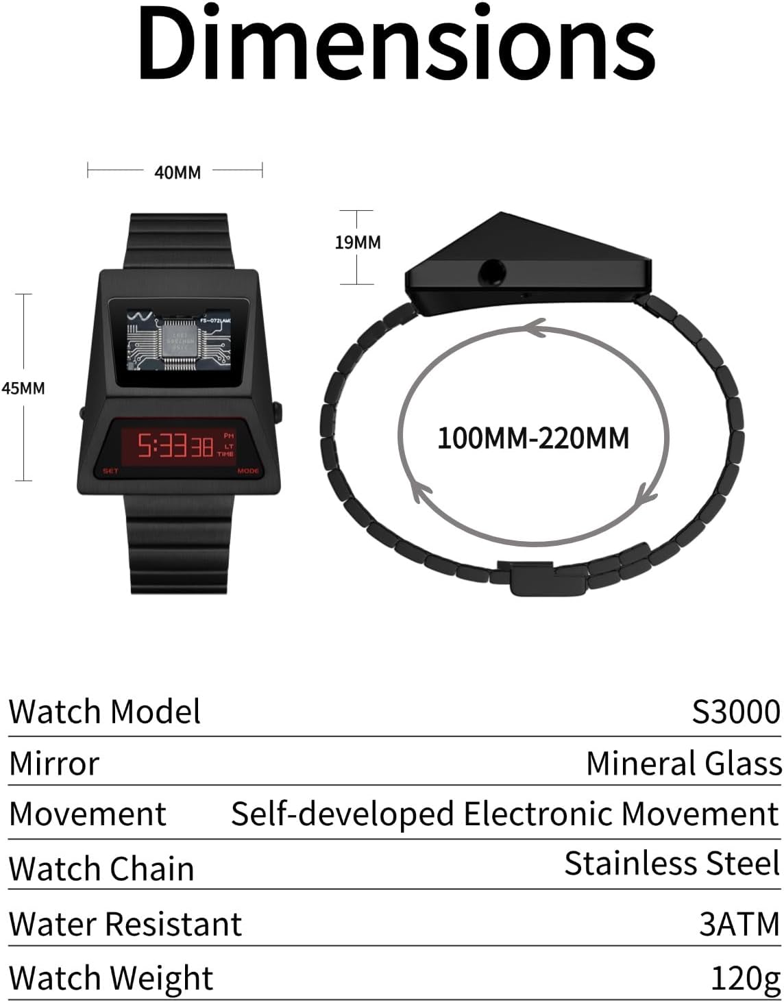 Watch dimensions diagram