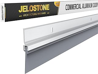 2 Pack - 48'' Commercial Door Bottom Sweep (Clear Anodized), Heavy Duty Aluminum, Fire Rated, Vinyl Insert, JS-NV307, Ideal for Residential & Commercial Use