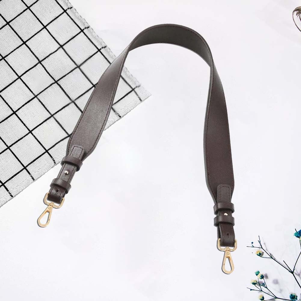 1.5 Inch Wide PU Leather Purse Strap for Women 30.7 Inch Dark brown PU Leather Handbags Long Crossbody Strap Replacement Dark Brown with Alloy Clasps for Shoulder Bag DIY Making Supplies