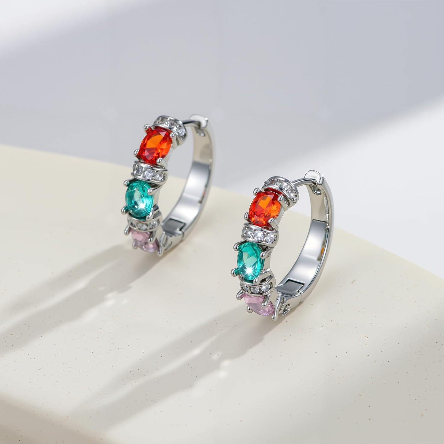 14K Gold Plated Crystal Hoop Earrings for Women, Lightweight Chunky Earrings for Women Hypoallergenic Jewelry Gift for Mom Wife - Image 4