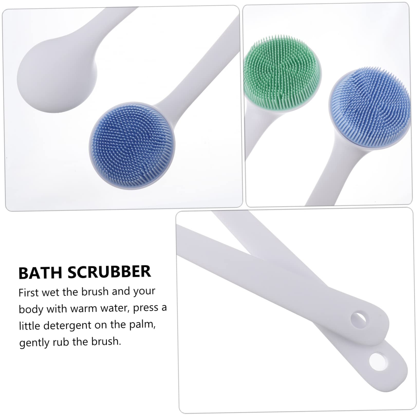 PLAFOPE Spazzola da Bagno in Silicone 2 Pezzi Manico per Pulizia Confortevole e Massaggio della Pelle Blu
