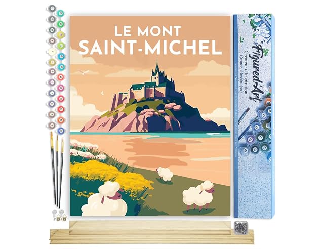 Figured'Art Pintar por Numeros Adultos Póster de viaje Mont Saint-Michel