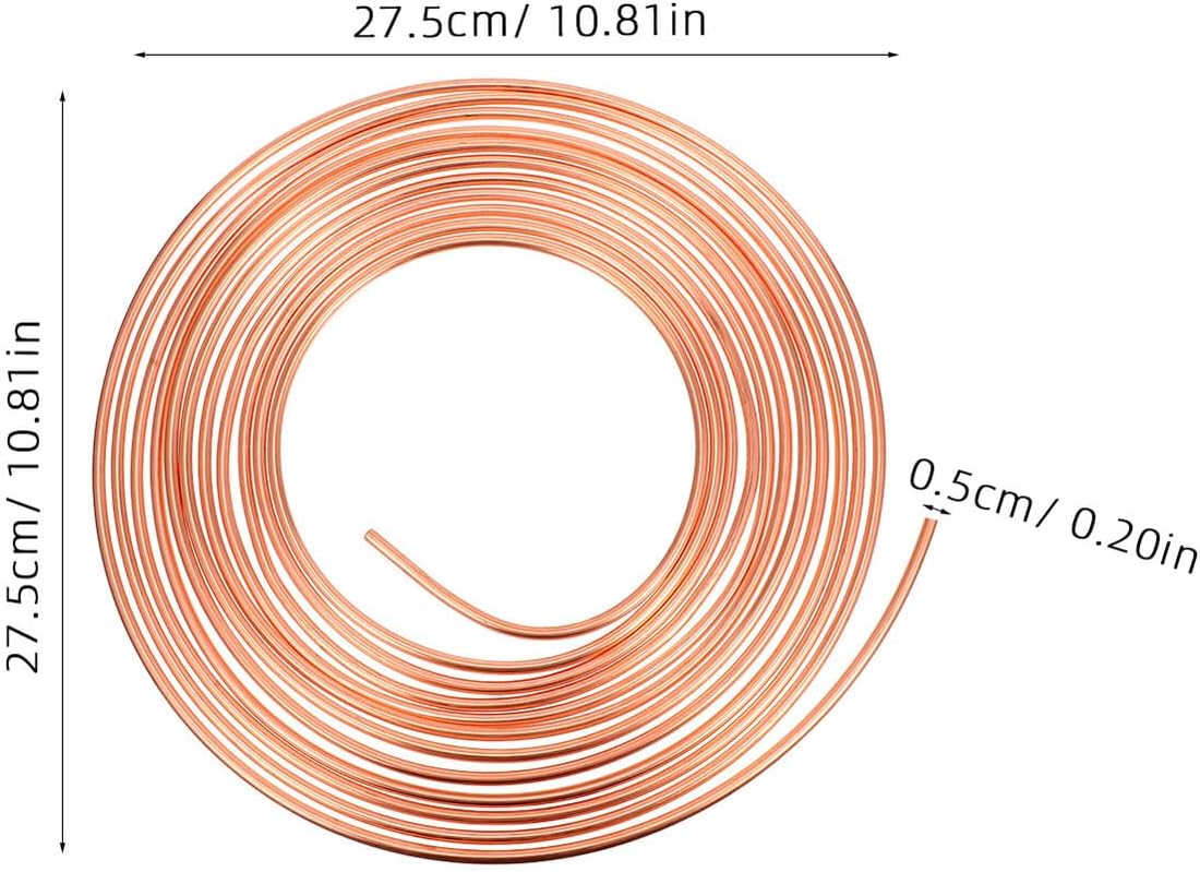 Generic 7.5m Flexible Vehicle Brake Tubing Coil Copper-coated Brake Line Tube 0.5cm Outer Diameter for Automotive Hydraulic System Replacement