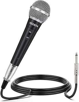 KM58 Handheld Wired Karaoke Microphone, Cardioid Dynamic Vocal Mic with 13.12ft Detachable XLR Audio Cable and ON/Off Switch, for Karaoke Singing Machine, Speaker
