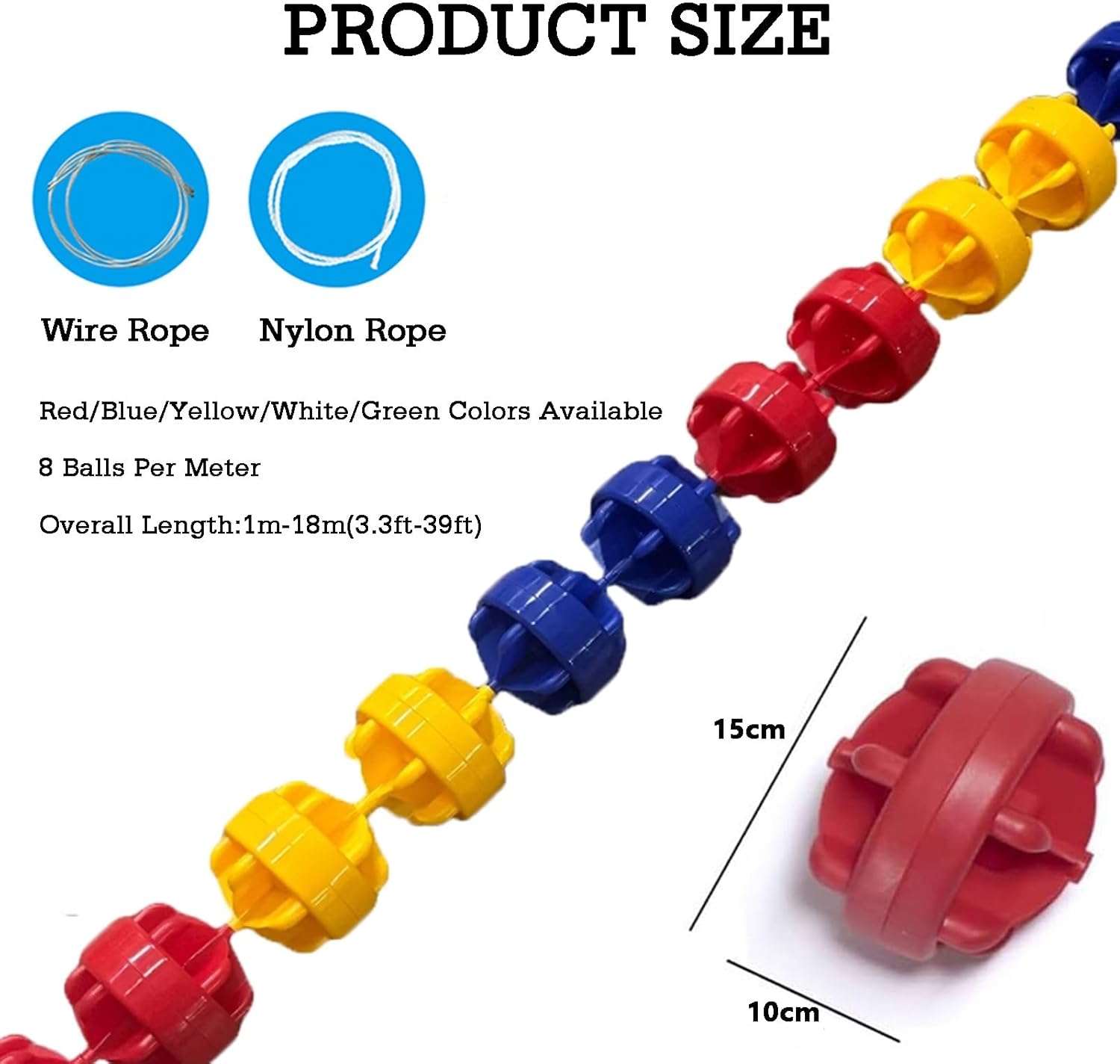 スイミングプール安全フロート仕切りロープ、フローティング付きブイ境界線ロープ、プールビーチウォーターパークに簡単設置(Nylon R