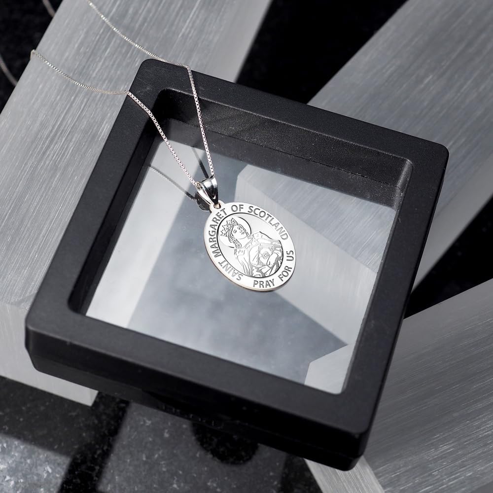 PicturesOnGold.com Saint Margaret of Scotland - Oval - 1/2 X 2/3 Inch Size of Dime, Sterling Silver