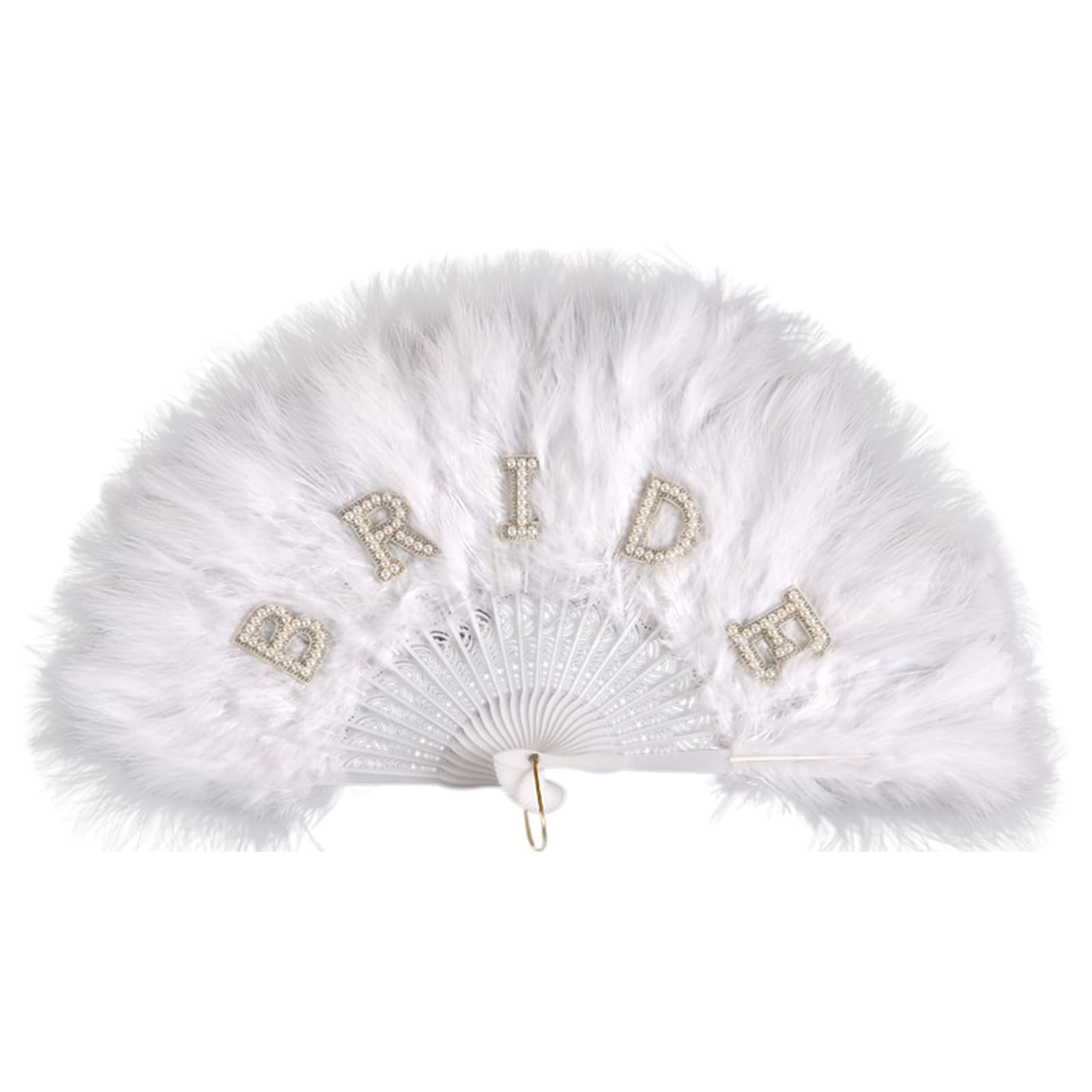 ZWWAAZHF Portable Bridal Hand Fan with Delicate Lace and Soft Feathered Wedding Photo Props for Ceremony Photo Props Lightweight Wedding Fan
