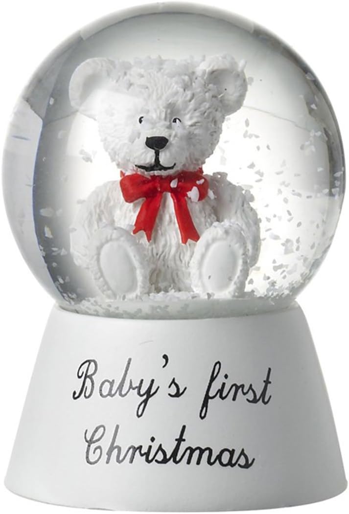 Baby's 1st Christmas Snow Globe with White Teddy (6cm)