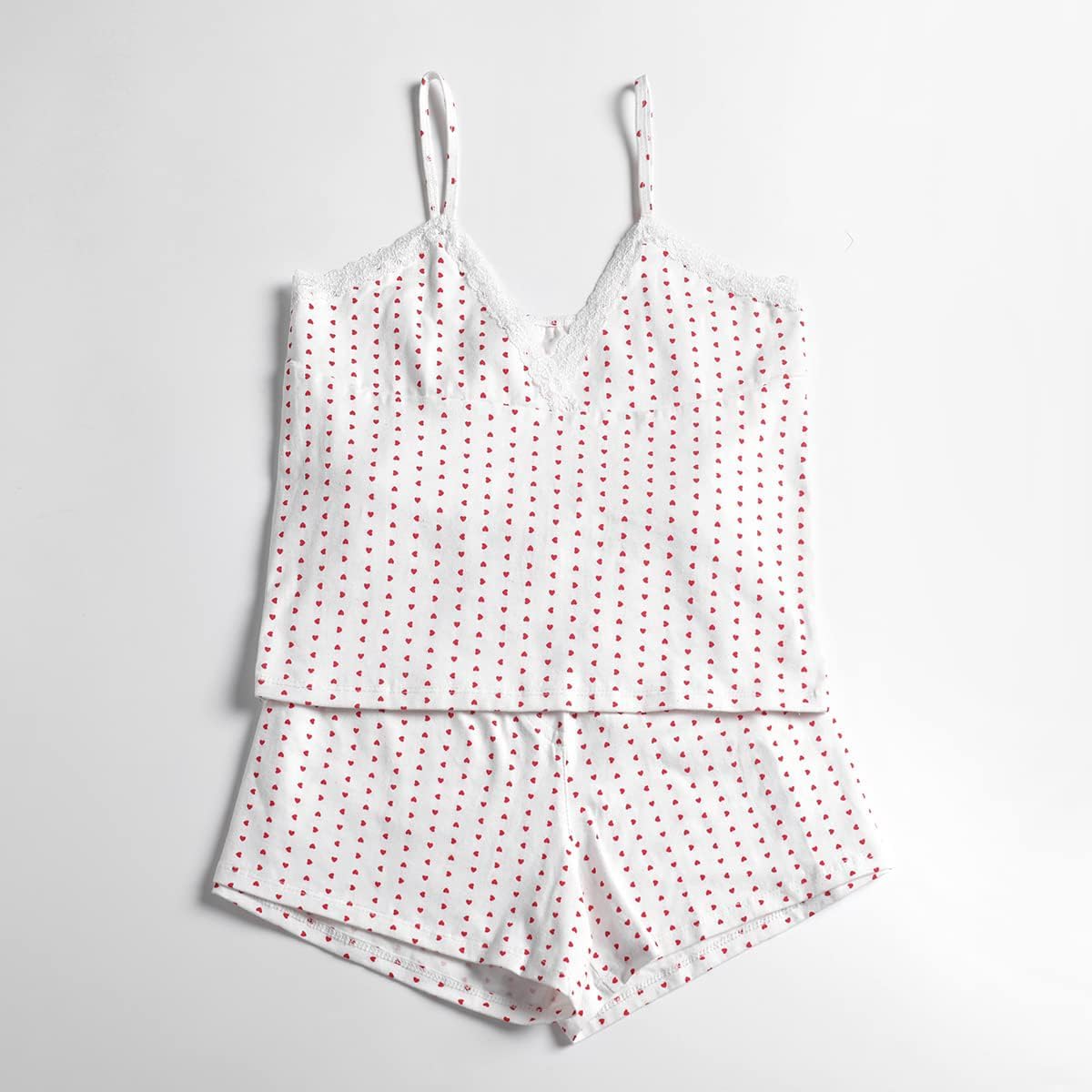 Argeousgor Women Y2k 2 Piece Lace Shorts Set Floral Pajama Set Sleeveless Cami Top with Shorts Pajamas Sets Sleepwear - Image 6